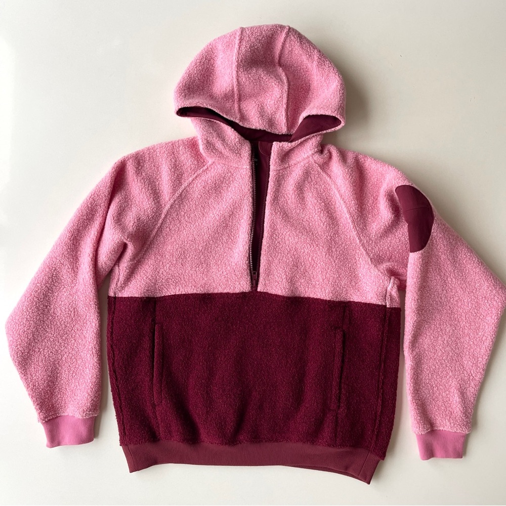 Outdoor Voices Mega Fleece Hoodie Jacket Womens Small Pink Red